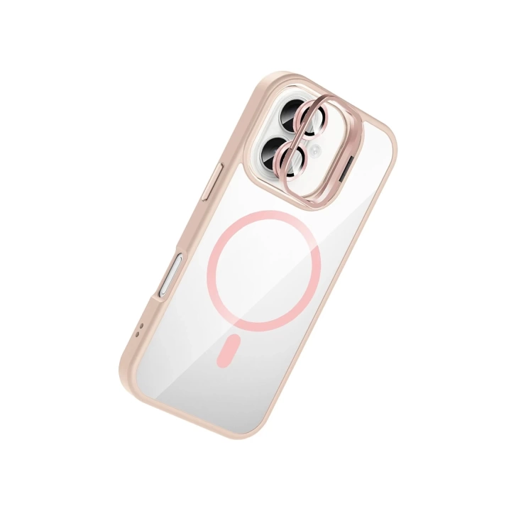BFS Apple iPhone 17 Remim Lensli Magsafe Standlı Kapak - Pembe