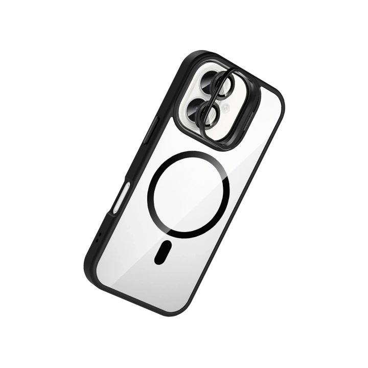 BFS  Apple iPhone 17 Remim Lensli Magsafe Standlı Kapak - Siyah