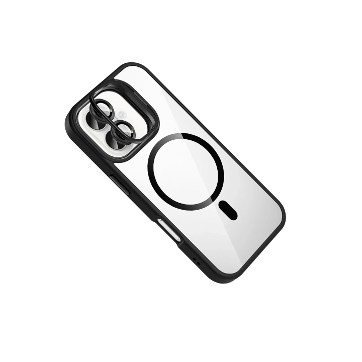 BFS Apple iPhone 17 Remim Lensli Magsafe Standlı Kapak - Siyah