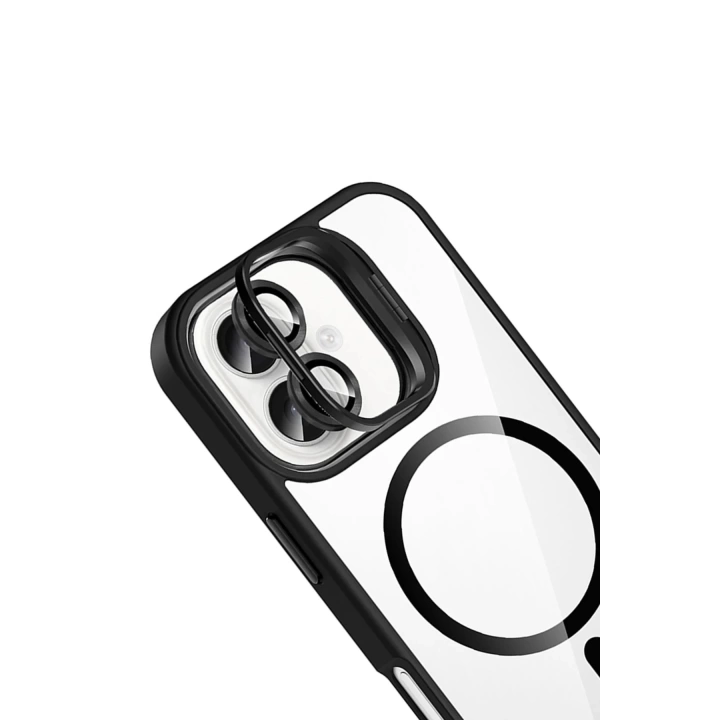 BFS Apple iPhone 17 Remim Lensli Magsafe Standlı Kapak - Siyah