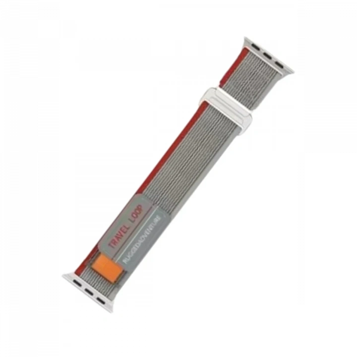 BFS  Apple Watch 38mm Alice Kumaş Kordon - Gri-Kırmızı