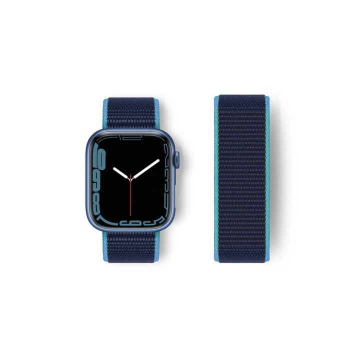 BFS  Apple Watch 38mm Hasırlı Cırtcırtlı Kordon - Mavi-Lacivert