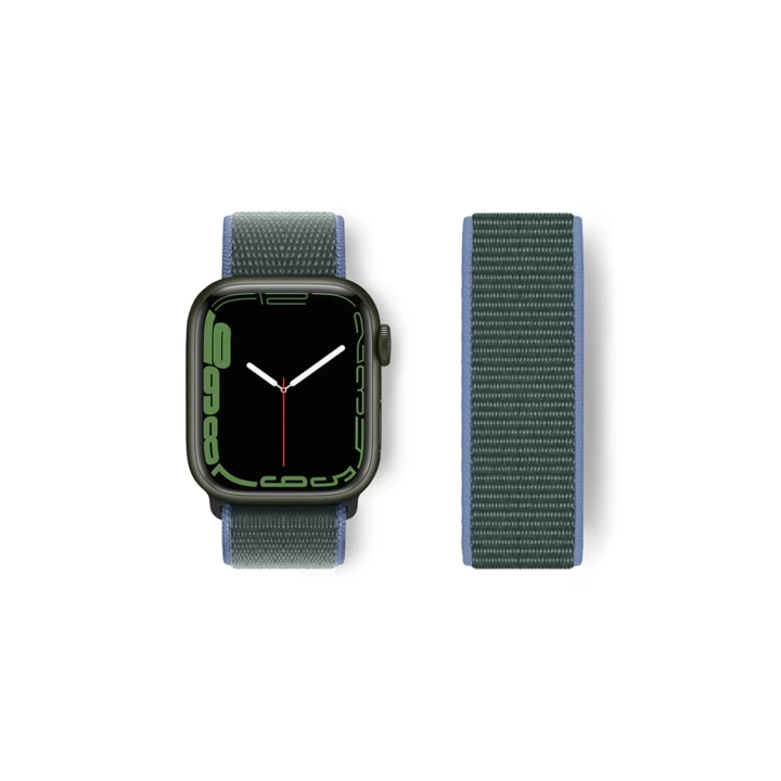 BFS  Apple Watch 38mm Hasırlı Cırtcırtlı Kordon - Mavi-Yeşil