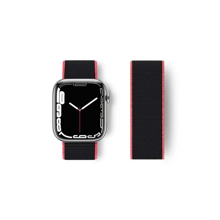 BFS  Apple Watch 38mm Hasırlı Cırtcırtlı Kordon - Pembe-Siyah