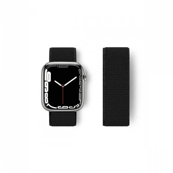 BFS  Apple Watch 38mm Hasırlı Cırtcırtlı Kordon - Siyah