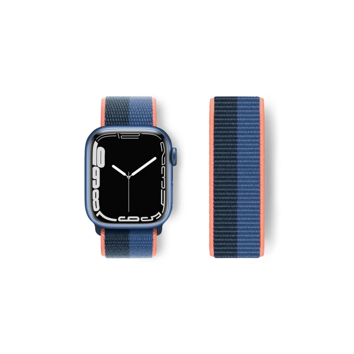 BFS  Apple Watch 38mm Hasırlı Cırtcırtlı Kordon - Siyah-Mavi
