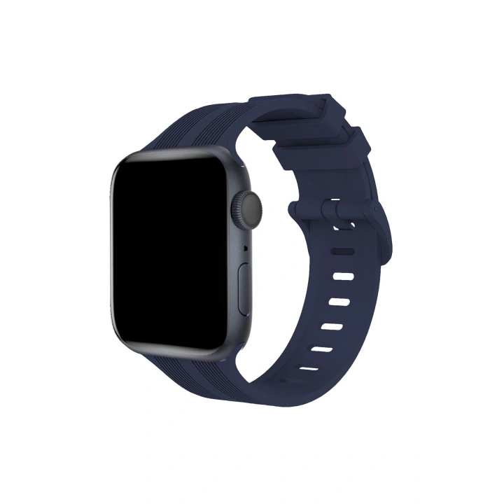 BFS  Apple Watch 38mm KR408 Çizgili Silikon Kordon - Lacivert