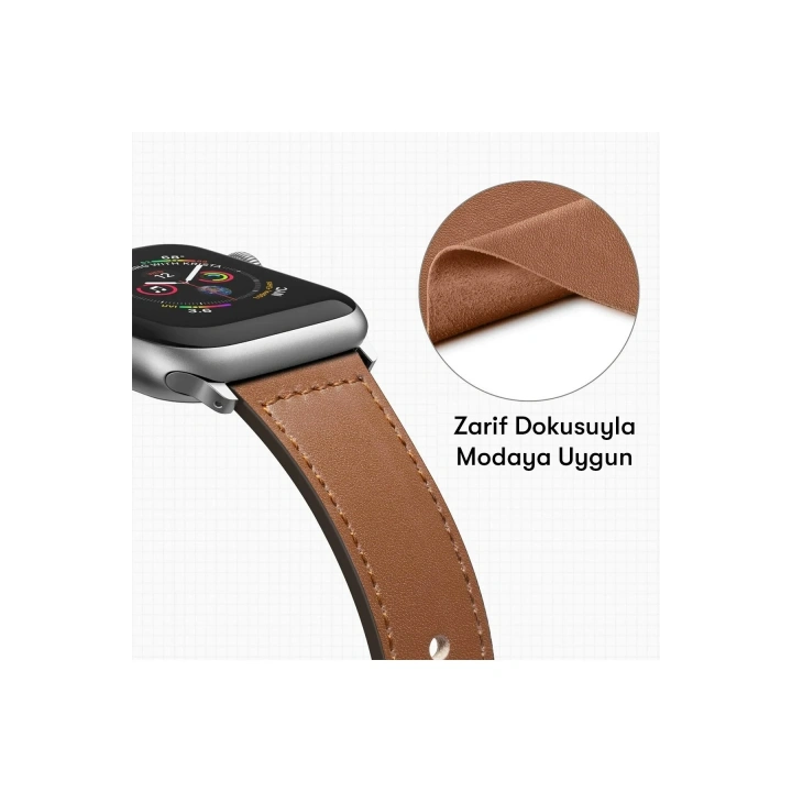 BFS  Apple Watch 38mm KR415 Luaz Deri Kordon - Turuncu