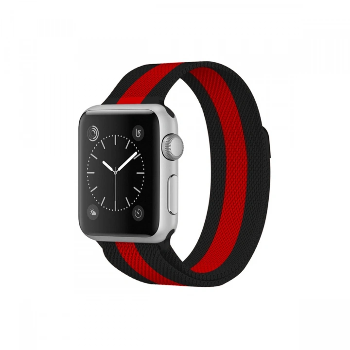 BFS  Apple Watch 38mm Metal Mıknatıslı Kordon - Siyah-Kırmızı