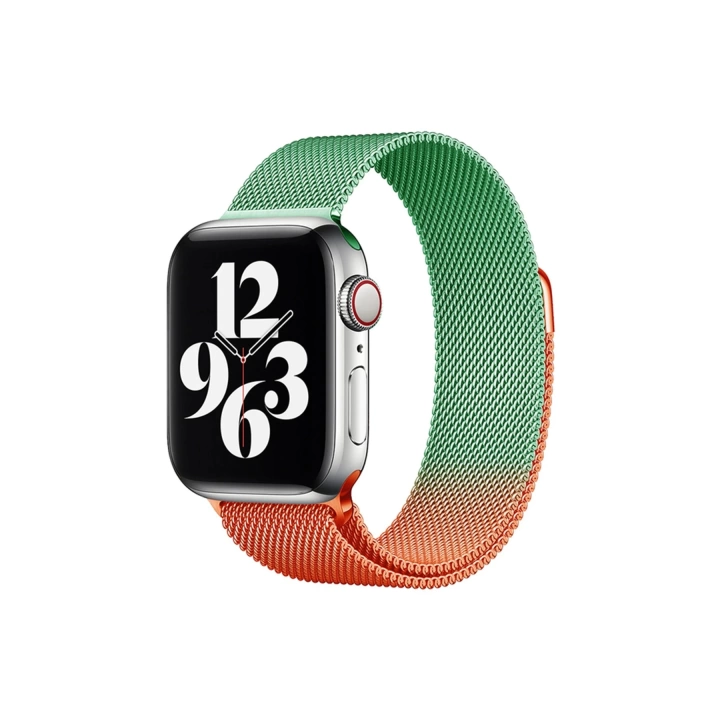 BFS  Apple Watch 38mm Metal Mıknatıslı Kordon - Turuncu-Yeşil