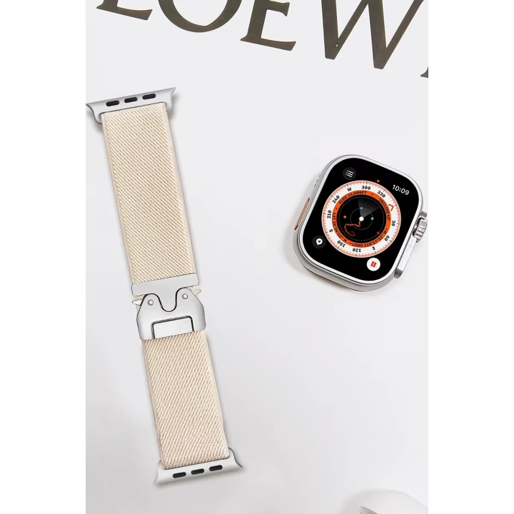 BFS  Apple Watch 42mm Forest Kumaş Kordon - Krem