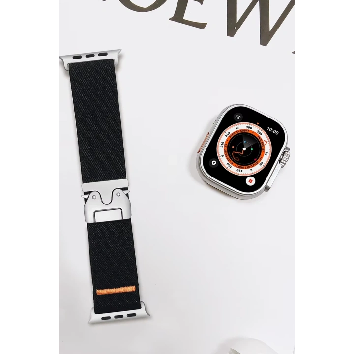 BFS  Apple Watch 42mm Forest Kumaş Kordon - Siyah