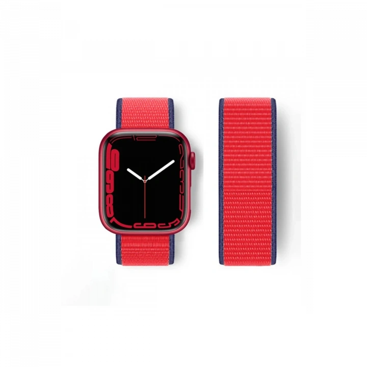 BFS  Apple Watch 42mm Hasırlı Cırtcırtlı Kordon - Kırmızı