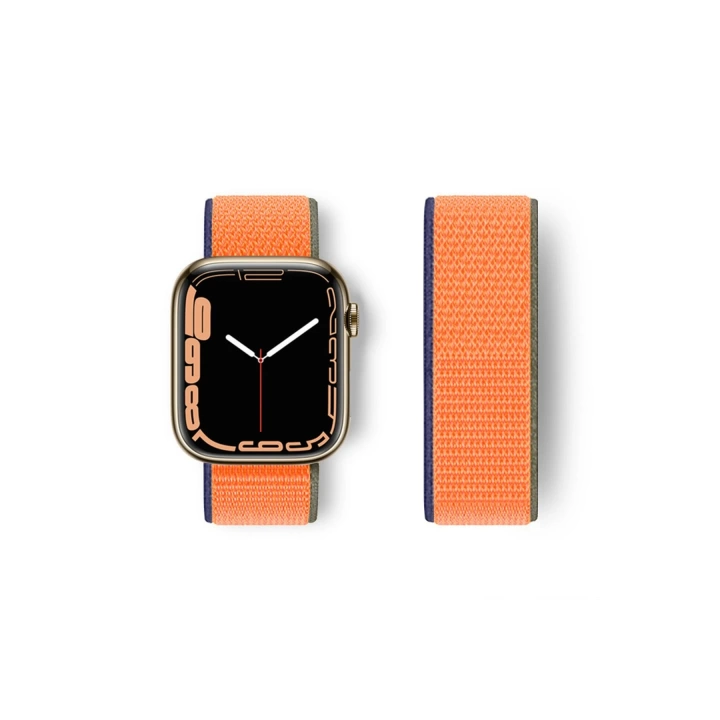 BFS  Apple Watch 42mm Hasırlı Cırtcırtlı Kordon - Turuncu