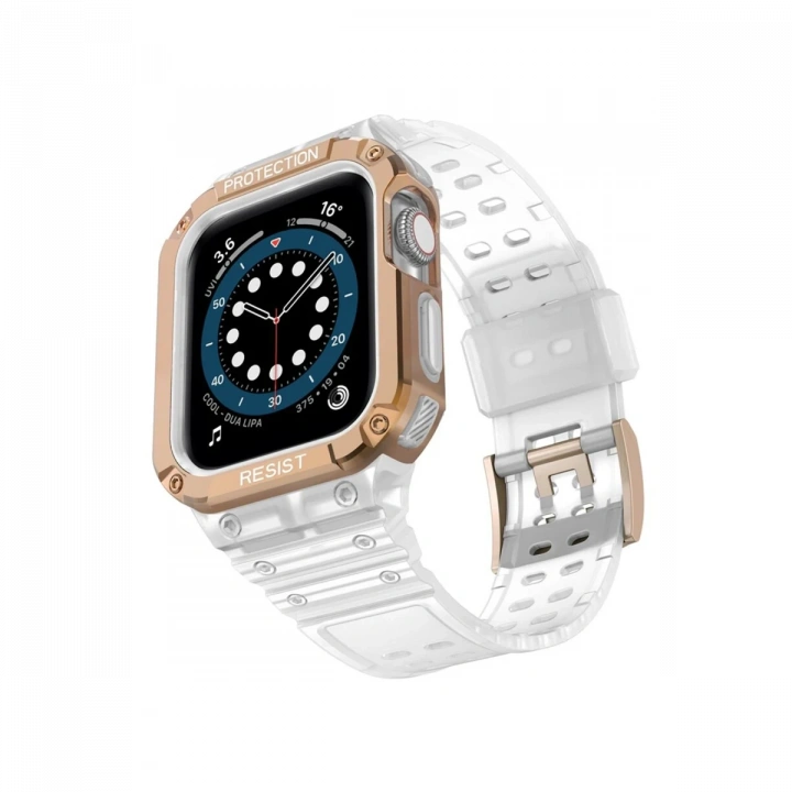 BFS  Apple Watch 42mm KR401 Silikon Kordon - Beyaz-Rose