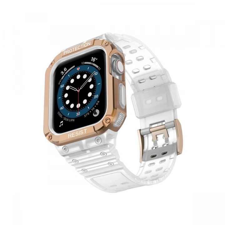 BFS  Apple Watch 42mm KR401 Silikon Kordon - Beyaz-Rose