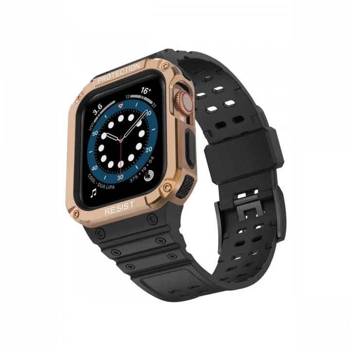 BFS  Apple Watch 42mm KR401 Silikon Kordon - Siyah-Rose