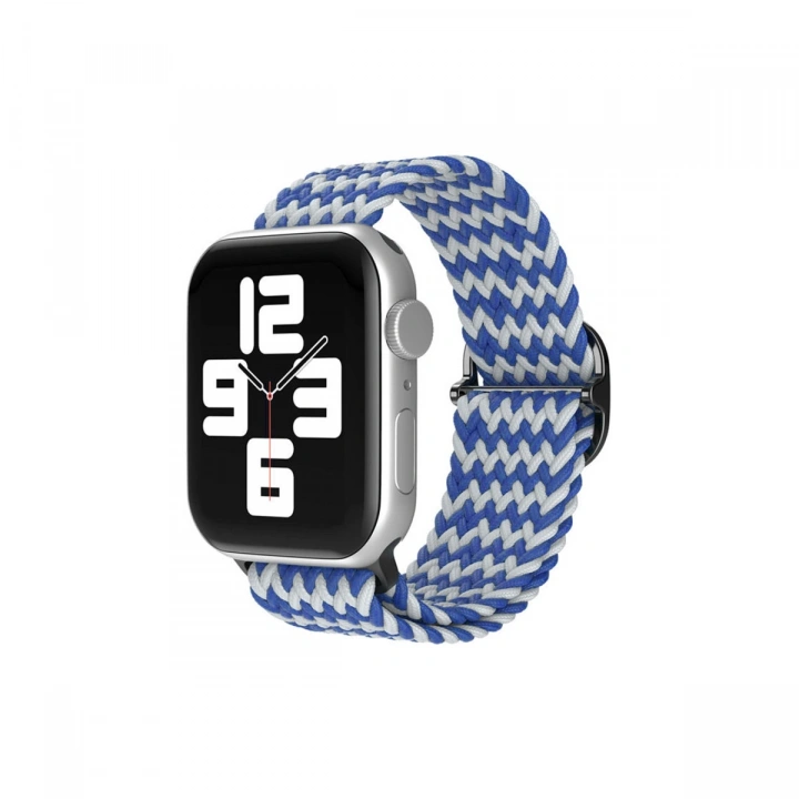 BFS  Apple Watch 42mm Star Kordon - Zigzag Beyaz-Mavi