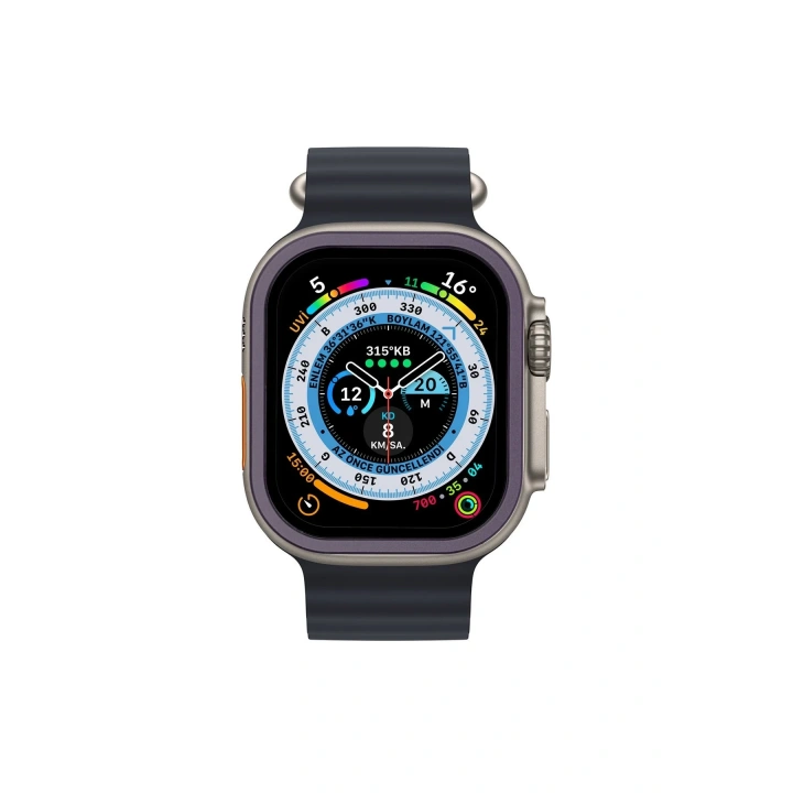 BFS  Apple Watch Ultra 49mm Alüminyum Kasa Cam Ekran Koruyucu - Mor