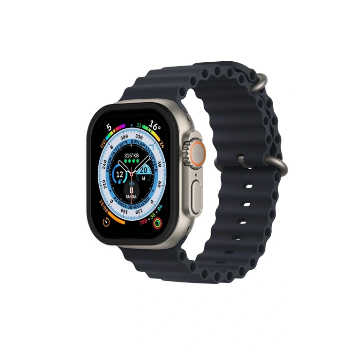 BFS  Apple Watch Ultra 49mm Alüminyum Kasa Cam Ekran Koruyucu - Siyah