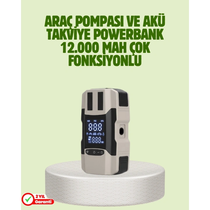 BFS Araç Akü Takviye Cihazı ve Lastik Şişirme Pompası 12.000 mAh