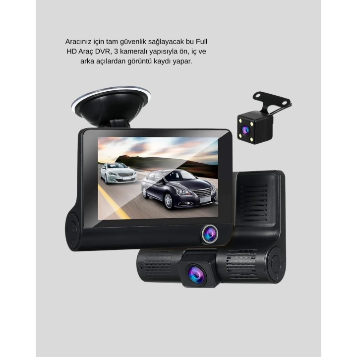 BFS Araç DVR Kamerası 3’lü 170° Geniş Açılı Full HD ve Park Destekli