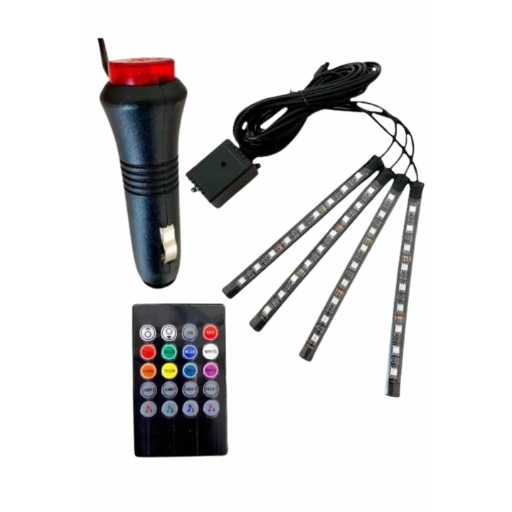 BFS Araç Içi Aydınlatma Kumandalı 12 Led Ayak Altı Led Ambiyans Işığı Sese Duyarlı Kumandalı