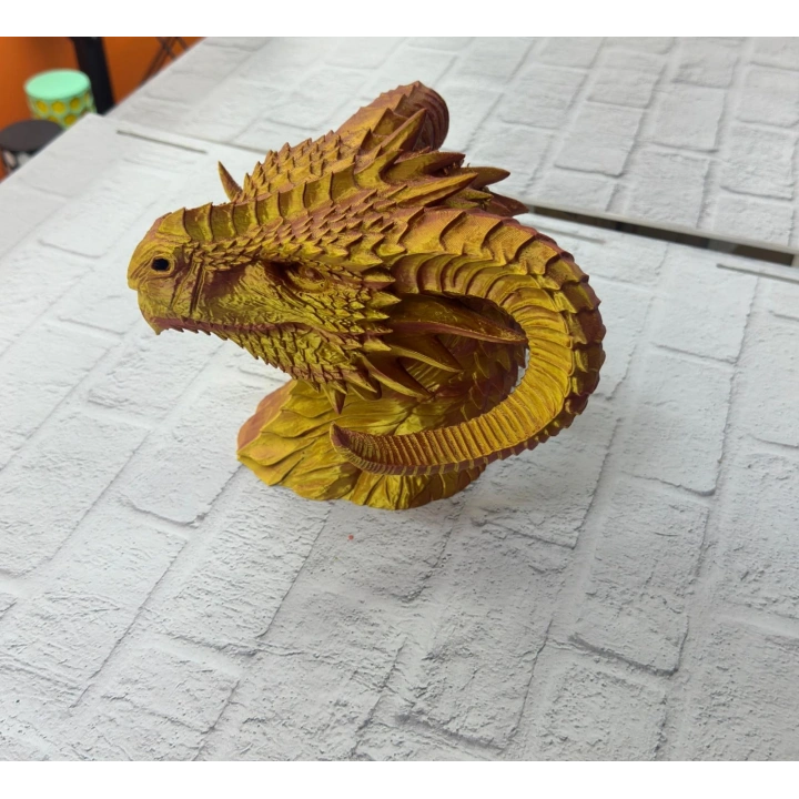 BFS Asil Tasarım Gold–Red Ejderha Heykeli Hediyelik Fantastik Dekor