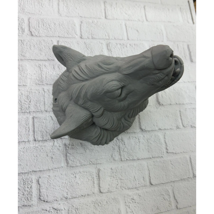 BFS Asılabilir Gri Kurt Heykeli Ev Ofis Duvar Süslemesi Dekoratif