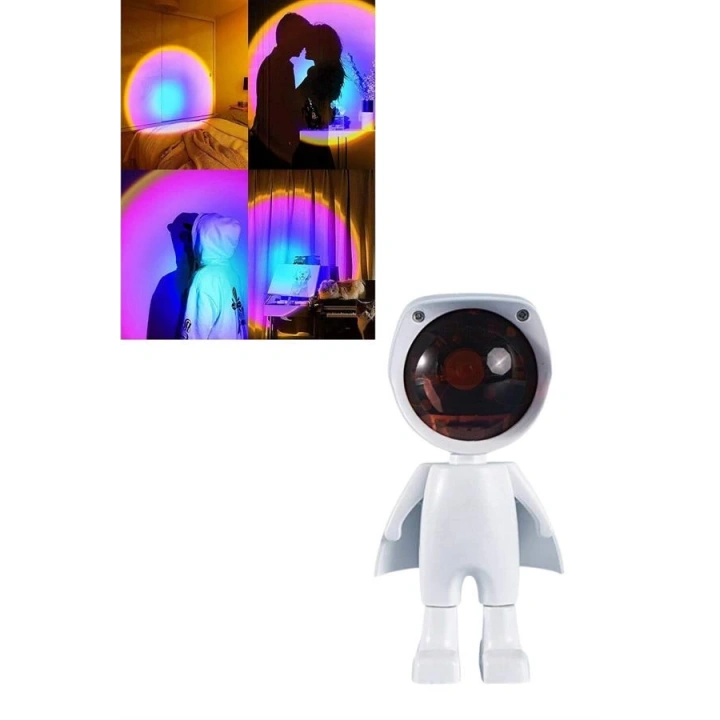 BFS Astronot Işık Projektörü Gökkuşağı Projeksiyon Gece Lambası Hediyelik