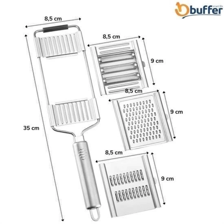 BFS  Ayarlanabilir 3 Farklı Başlıklı Tutmalı Sebze Dilimleyici Peynir Rendeleyici Aparat
