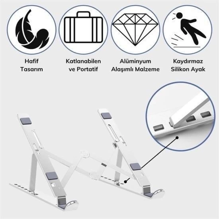 BFS  Ayarlanabilir Dizüstü Destek Tabanı Tamamen Katlanabilir Taşınabilir Laptop Yükseltici