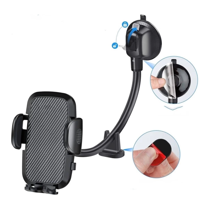 BFS  Ayarlanabilir Vakum Kilitli Cam Ve Torpidoya Takılabilen Telefon Tutucu