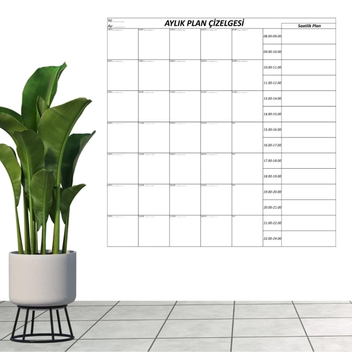 BFS  Aylık Planlayıcı Manyetik Duvar Stickerı Takvim Plan Çizelgesi