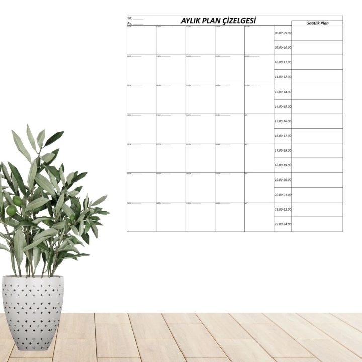 BFS  Aylık Planlayıcı Manyetik Duvar Stickerı Takvim Plan Çizelgesi