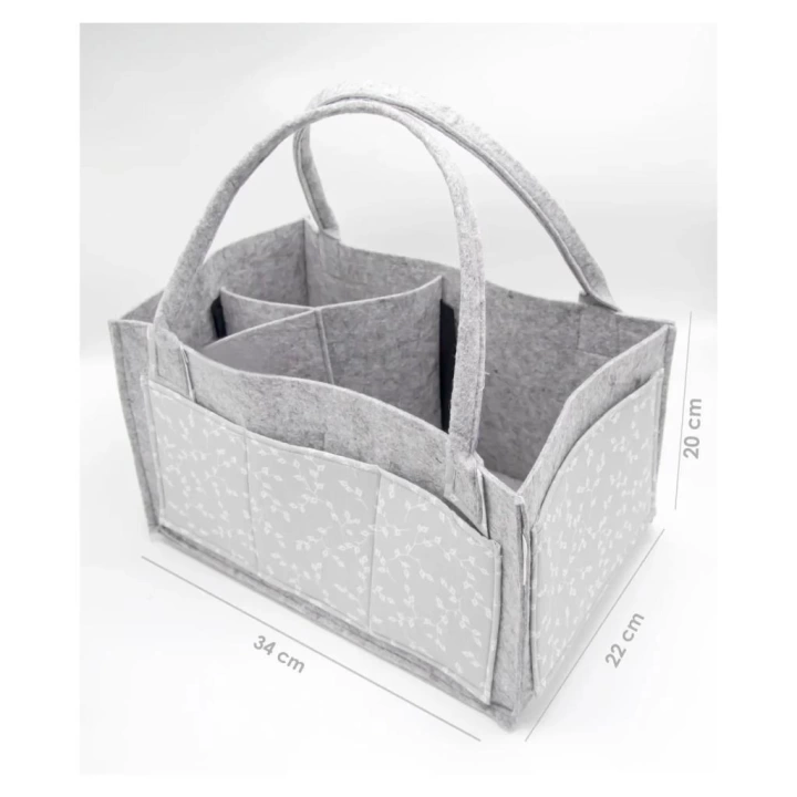 BFS    BabyJem Keçe Anne Bebek Bakım Çantası 772 Gri Çiçek