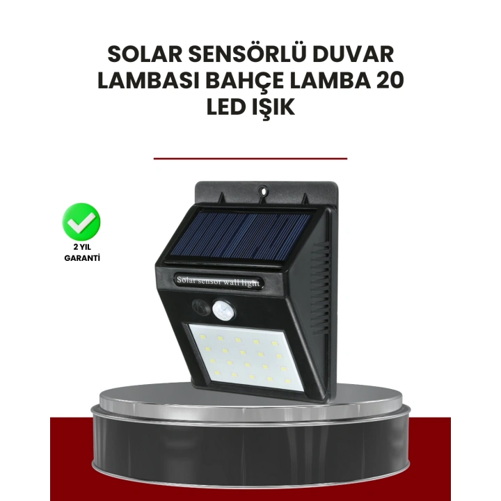 BFS Bahçe ve Dış Mekanlar İçin Güneş Enerjili 20 LED Hareket Sensörlü Lamba