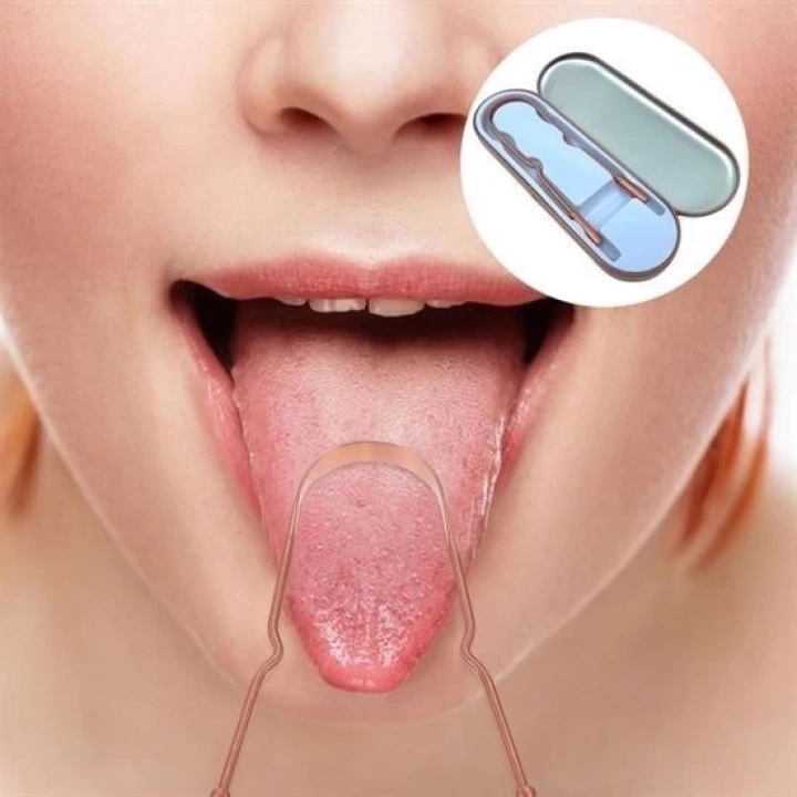 BFS  Bakır Oil Pulling Yağ Çekme Dil Plak Temizleme Aleti Dil Fırçası Sıyırıcı Dil Kaşığı