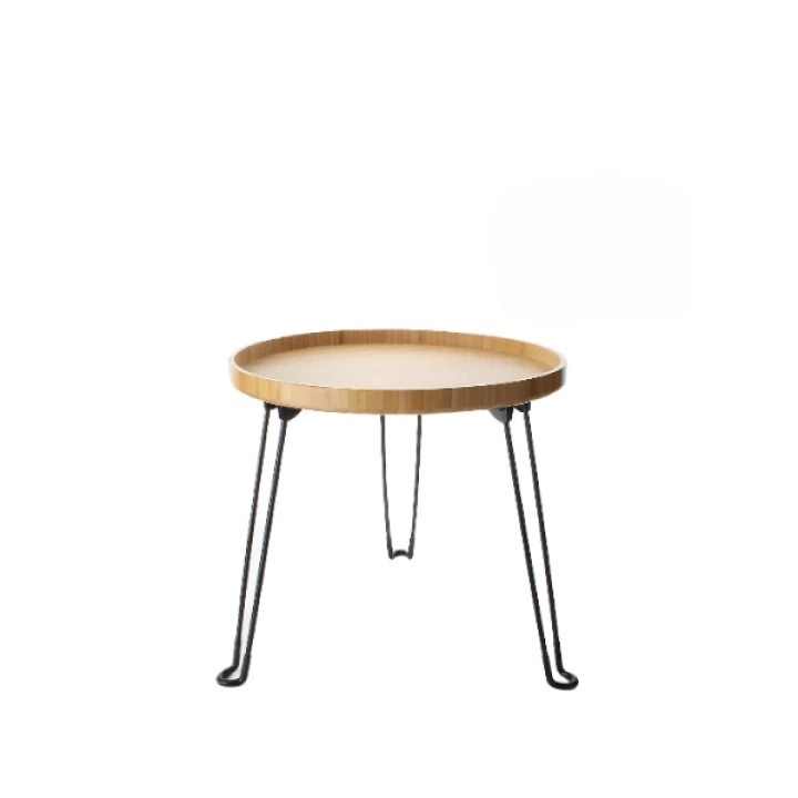 BFS Bambu Metal Ayaklı Katlanabilir Yuvarlak Masa - 42 x 41.5 x 2.5 Cm