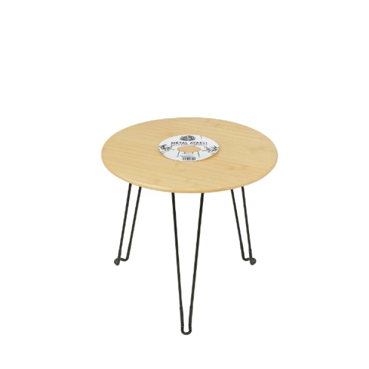 BFS Bambu Metal Ayaklı Katlanabilir Yuvarlak Masa - 44.5 x 46 x 1.5 Cm