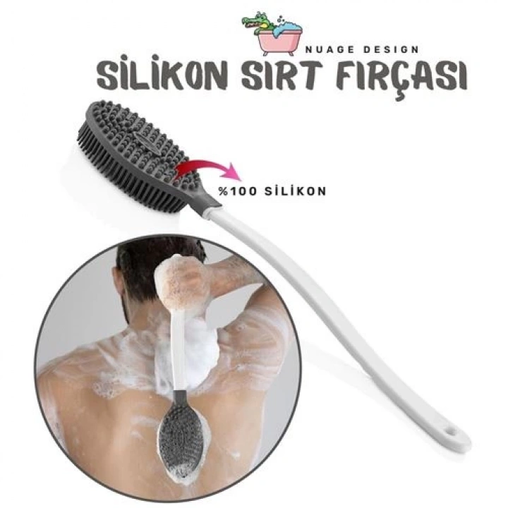 BFS  Banyo Sırt Fırçası Silikon Nuage Design GRİ