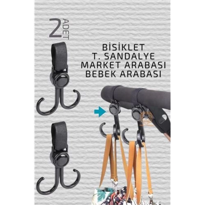 BFS Bebek Arabası Askısı Market Arabası Bisiklet T.Sandalye Askısı 2 ADET