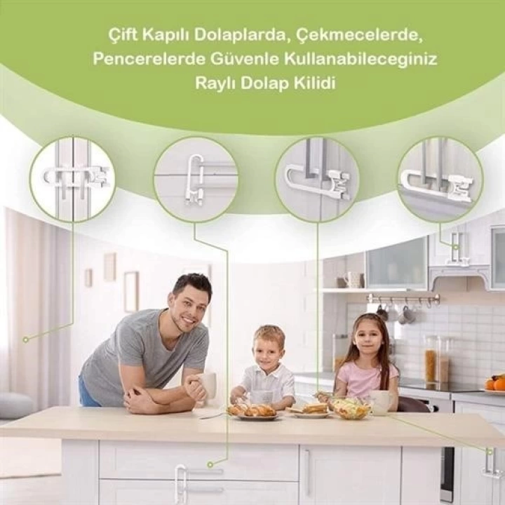 BFS  Bebek Çocuk Çekmece ve Dolap Koruma Raylı Güvenlik Sistemi Emniyet Kilidi