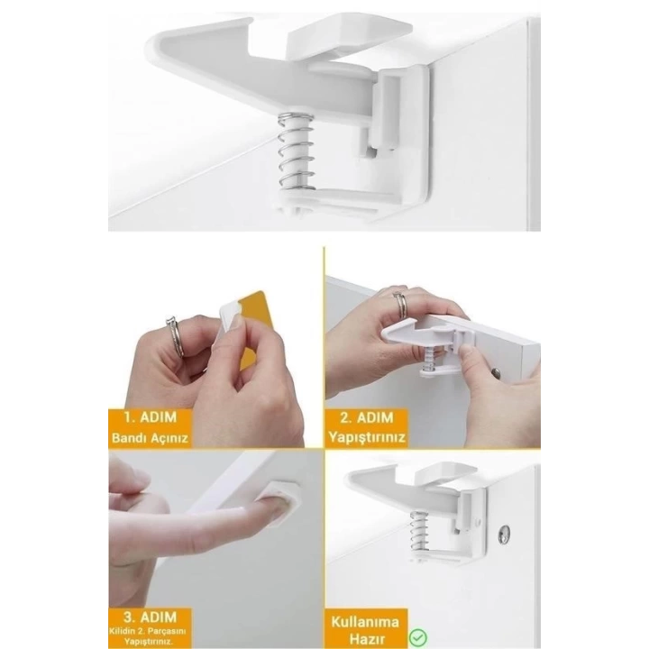 BFS  Bebek Çocuk Güvenliği Korumalı Yapışkan Çekmece ve Dolap İçin Tutucu Gizli Güvenlik Kilidi