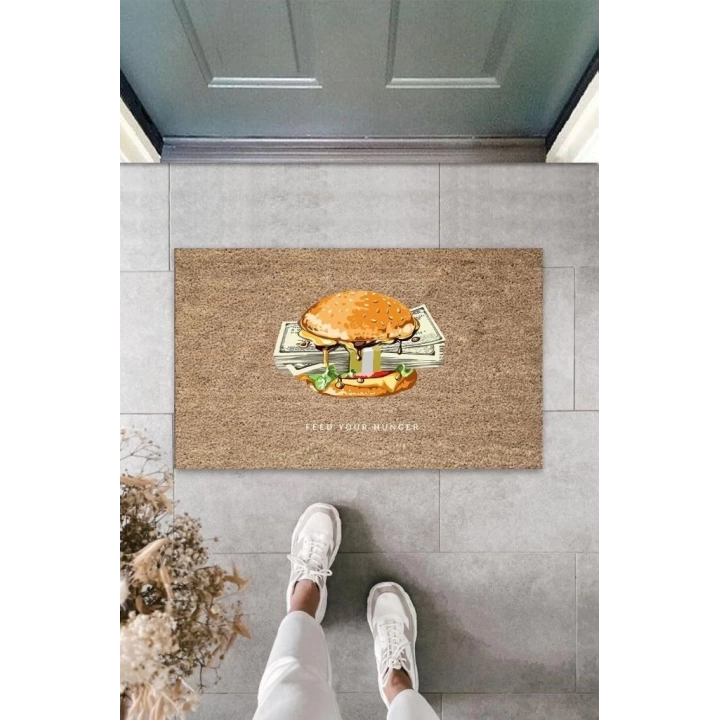 BFS Bej Kapı Önü Paspası Feed You Hunger Desen  K-3353