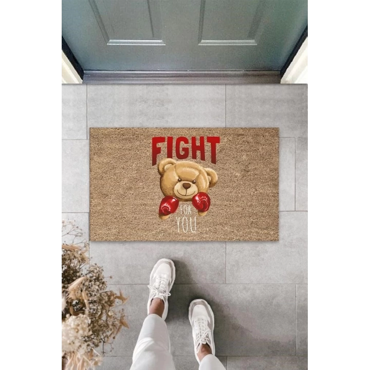 BFS Bej Kapı Önü Paspası Fight For You Ayıcık Desen  K-3321