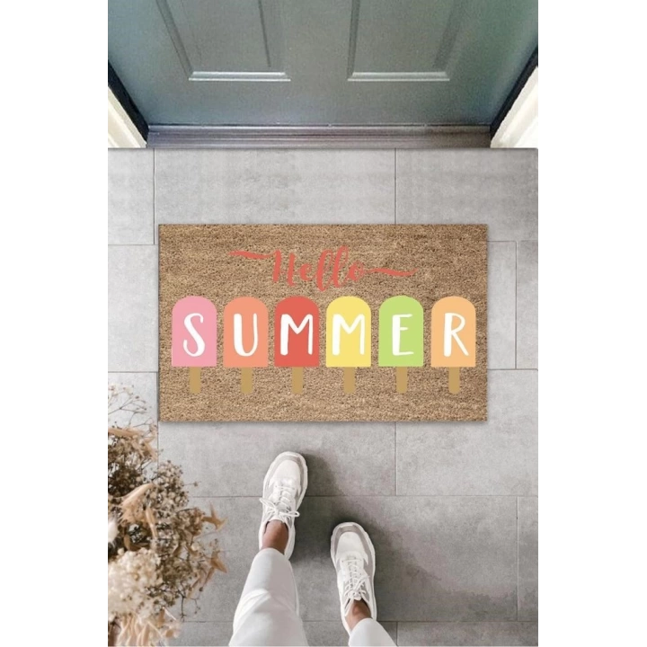BFS Bej Kapı Önü Paspası Hello Summer Dondurma Desen  K-3275