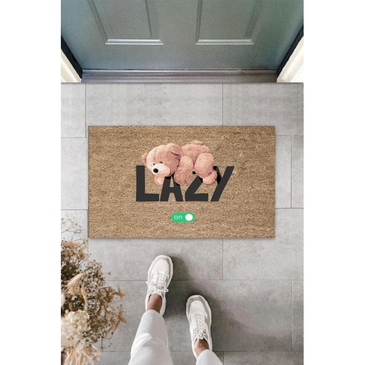 BFS Bej Kapı Önü Paspası Lazy Ayıcık Desen  K-3352