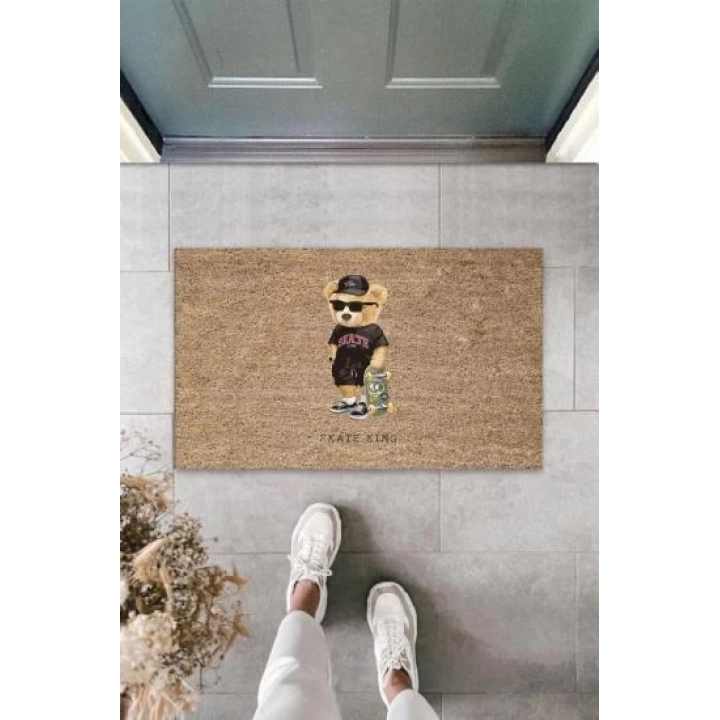 BFS Bej Kapı Önü Paspası Skate King Ayıcık Desen  K-3313