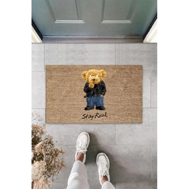 BFS Bej Kapı Önü Paspası Stay Real Ayıcık Desen  K-3331